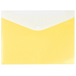 папка-конверт на кнопке а4 ice жёлтая с дополнительным карманом