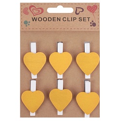 прищепки "сердце" декоративные деревянные  6 шт в наборе, ассорти