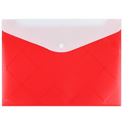 папка-конверт на кнопке а4  diamond красная с дополнительным карманом