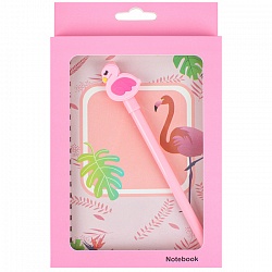 Блокнот подарочный  12*17см 38л  с ручкой "Фламинго" ассорти (4 вида)