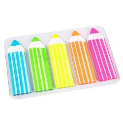 набор самоклеящих этикеток-закладок (5*25) "darvish" пластиковые ассорти в форме карандаша