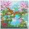 алмазная живопись  30*30см  цветение сакуры у пруда
