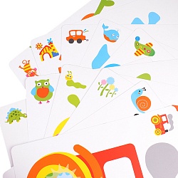 детская мозаика "шестеренки" 9 шестеренок + 12 картонных листов с картинками(уценка)