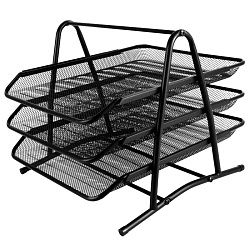 лоток горизонтальный металлический 3 секции черный (уценка)