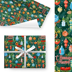 бумага глянцевая нг новогодние игрушки  70*100см (1лист/рул)