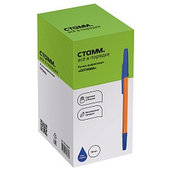 ручка шар. синяя  стамм "оптима" корпус оранжевый