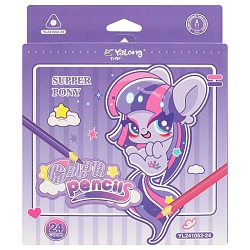 карандаши 24цв трёхгранный корпус "забавные пони"