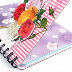 Блокнот 18,5*12см 60л на спирали с рисунком 3D "цветы"