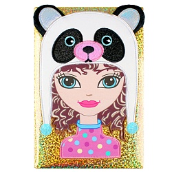 Блокнот 14*21см 80л "Darvish" блестки с аппликацией девушка (3 вида)