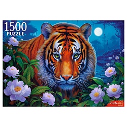 пазлы 1500 элементов ночной тигр в цветах