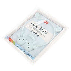 наушники "зайчики" накладные проводные с микрофоном - ободок светло-голубые