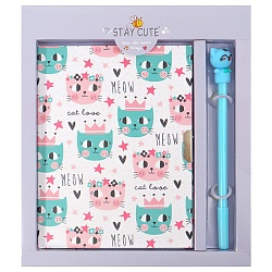 Блокнот A5  50л "Милые котики" с ручкой в наборе цвет фиолетовый