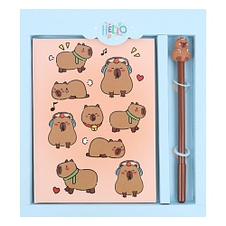 Блокнот 13*18см 50л в клетку + ручка "Капибара"