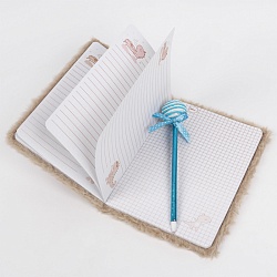 Блокнот A5  80л меховой с ручкой в наборе