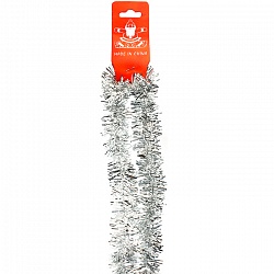 новогоднее  украшение мишура серебряная новогодняя сказка длина 2м d-3см
