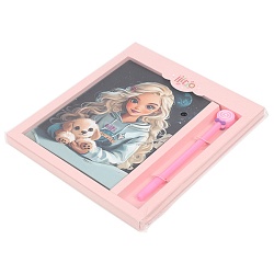 Блокнот 13,5*18 см 50л с замком "Девочка со щенком" с ручкой