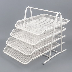 лоток горизонтальный металлический 4 секции белый