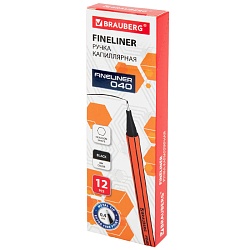 ручка капилярная чёрная brauberg 0,4мм