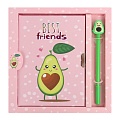 Блокнот 13*18см  подарочный с замочком "AVOCADO" +  ручка гелевая 