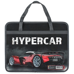 папка детская с ручками а4 пласт. с рисунком на молнии  hypercar