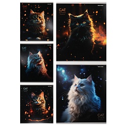 тетрадь  48л кл. "котики и огоньки" обложка глиттер