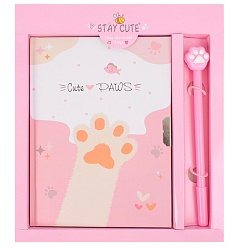 Блокнот A5  50л "Милые лапки" с ручкой гелевой синей               