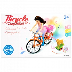 кукла на велосипеде с собачками. игрушка