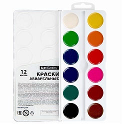краски аквар. 12цв. "brauberg" "кот-энтузиаст" медовые  б/к