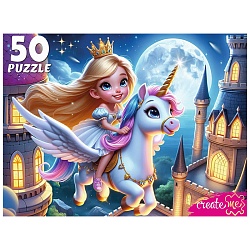 пазлы   50 элементов  полёт на единороге