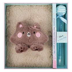 Блокнот A5  80л меховой с ручкой в наборе