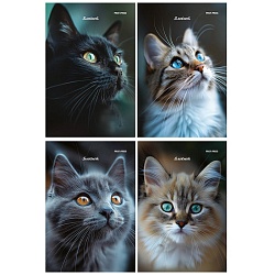 Блокнот А6  24л "Портретные фото котов - 3" ассорти,  на скрепке