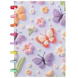Блокнот 15,5*21см 80л на пластиковых кольцах в клетку "Бабочки"