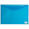 Папка-конверт  на кнопке А3 "Brauberg" прозрачная синяя 180мкм