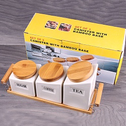 банки для сыпучих продуктов "сахар-кофе-чай" в наборе 3 шт+подставка (600 мл, 800 мл, 1000 мл)