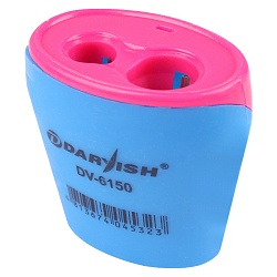 точилка пласт. 2 отдел. в пластиковой банке, ассорти