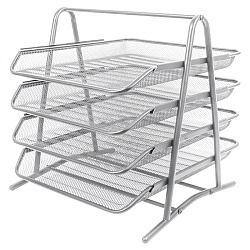 лоток горизонтальный металлический 4 секции серый