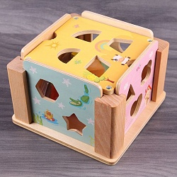 сортёр "куб" разборный с геометрическими фигурами (дерево)