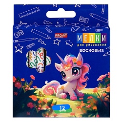 мелки восковые 12цв. "единорожка"