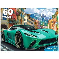 пазлы   60 элементов зеленый спортивный автомобиль