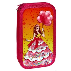 пенал 2отдел. тканевый торец 190*105мм принцесса с шариками