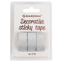 лента декоративная липкая  3шт/уп 15мм*3м "darvish" блёстки серебро