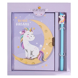 Блокнот A5  50л "Весёлые единороги"  с ручкой в наборе