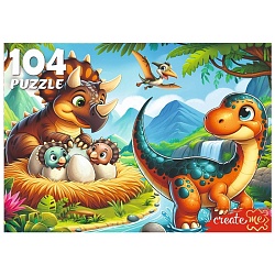 пазлы  104 элемента дружные динозавры