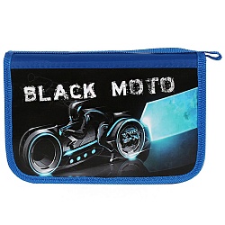 пенал 2отдел. 190*120мм black moto с откидной планкой