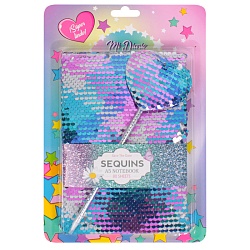 Блокнот A5  80л пайетки с ручкой в наборе