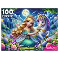 Пазлы  100 элементов Прекрасная принцесса и единорог