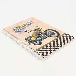 Блокнот 15,5*20,5см 60л на спирали в клетку "Жёлтый мотоцикл"