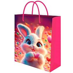 пакет подарочный 11,5*14,5*6см глянцевая ламинация зайка с сердечком