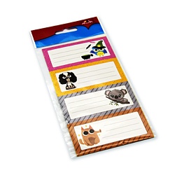 наклейки школьные с рисунком 12шт. для тетрадей, упаковка пэт - пакет