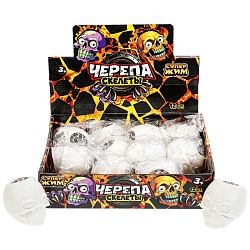 игрушка жмяка с сеткой, череп 6.5*6.5 см, цвета в асс.